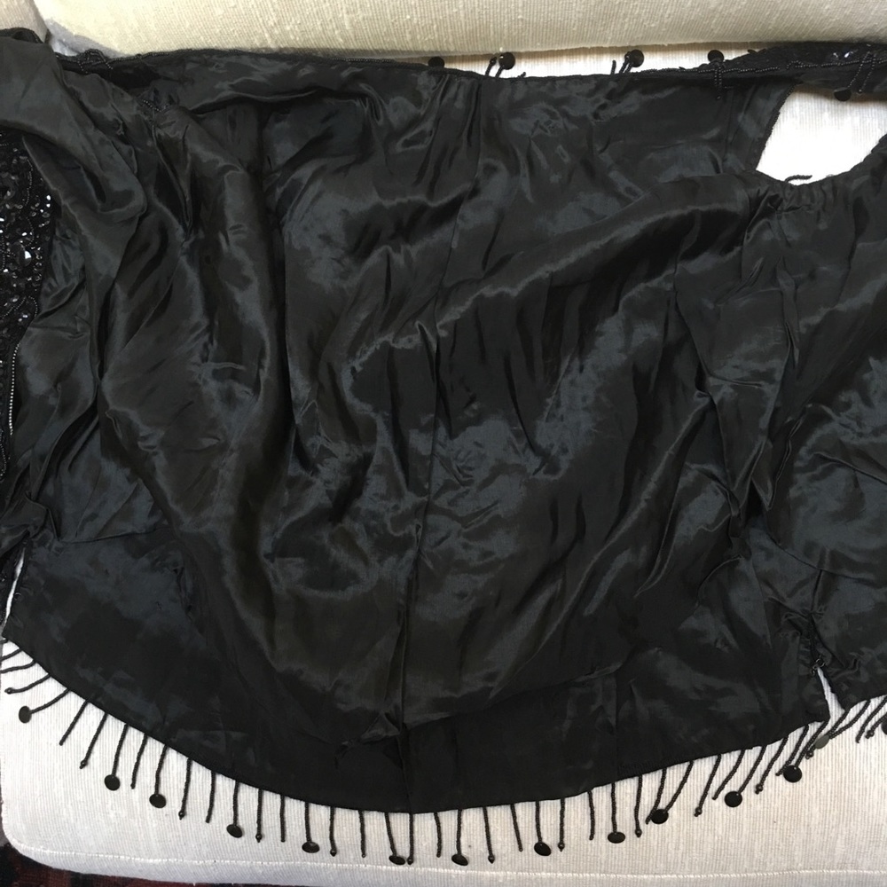 Vintage Black Sequin Beaded Vest Sz M - Picture 5 of 8